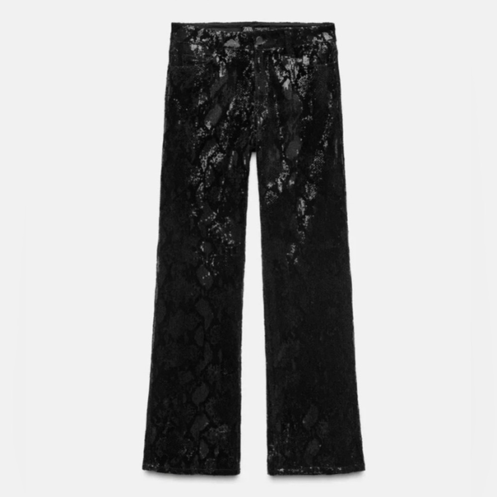 Zara Sequin Elegant Black Velvet Trousers NWT Size 28 US 6❣️ - Picture 4 of 8